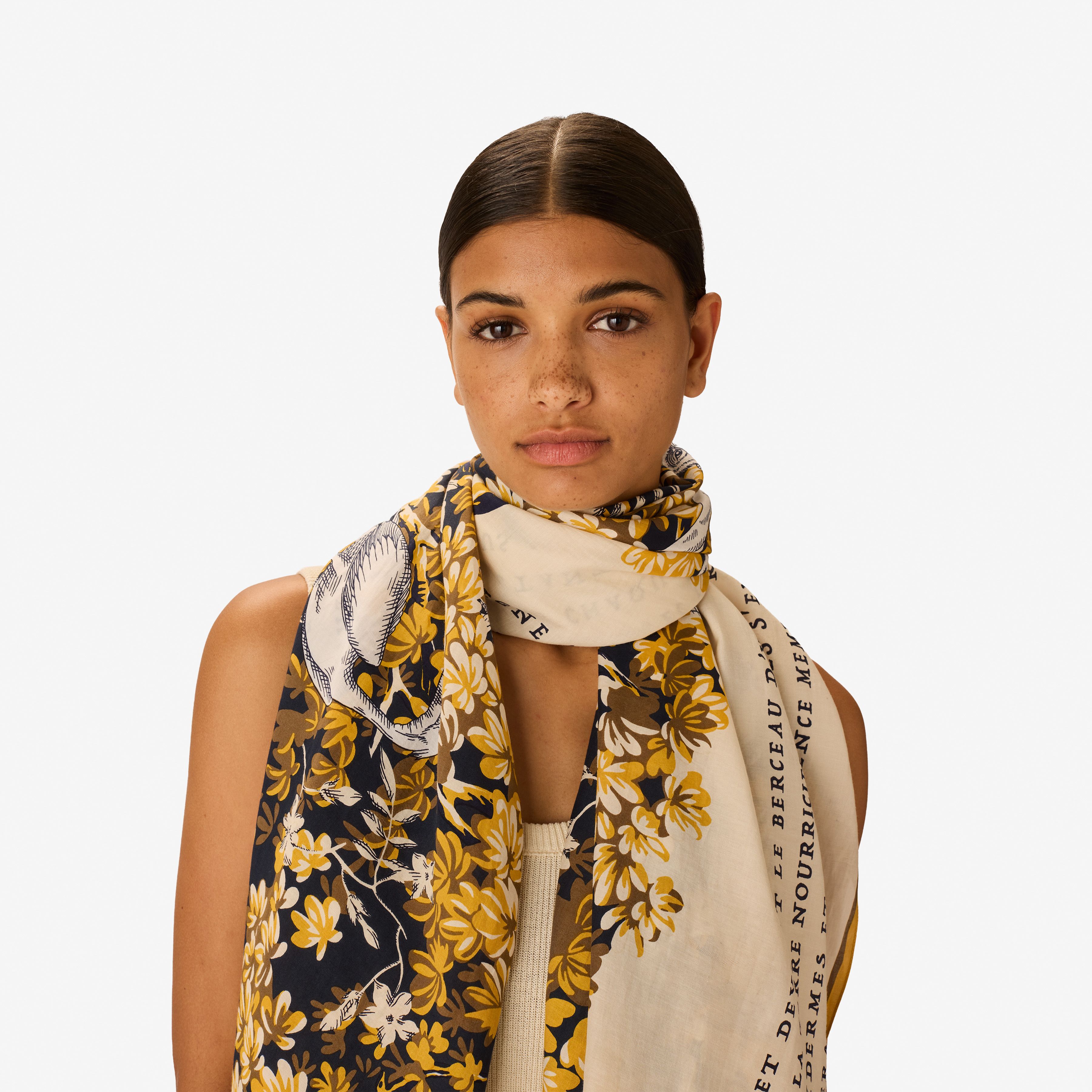 Schal 100 - Bestiaire - Weiß