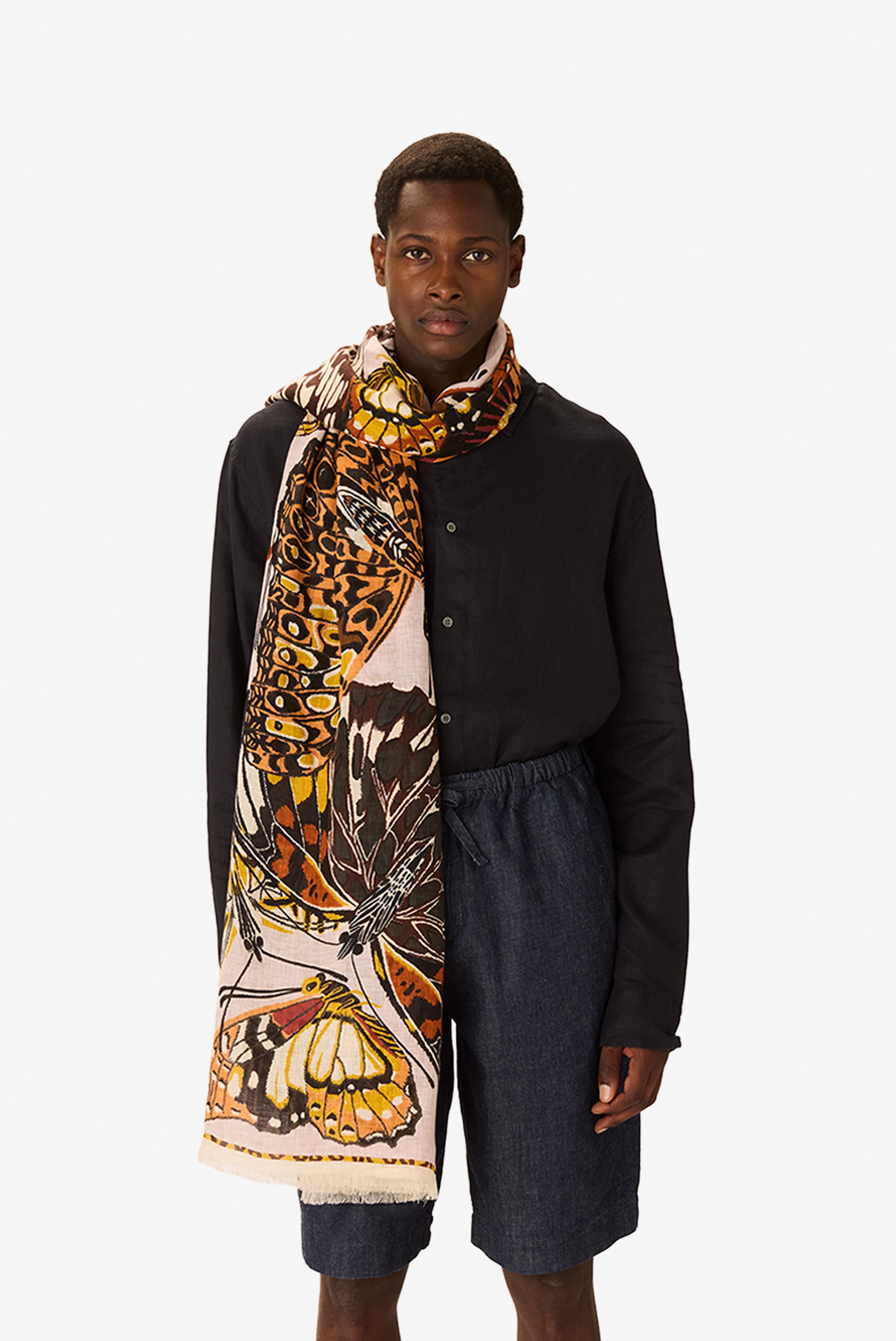 Écharpe 100 - Papillons - Nude