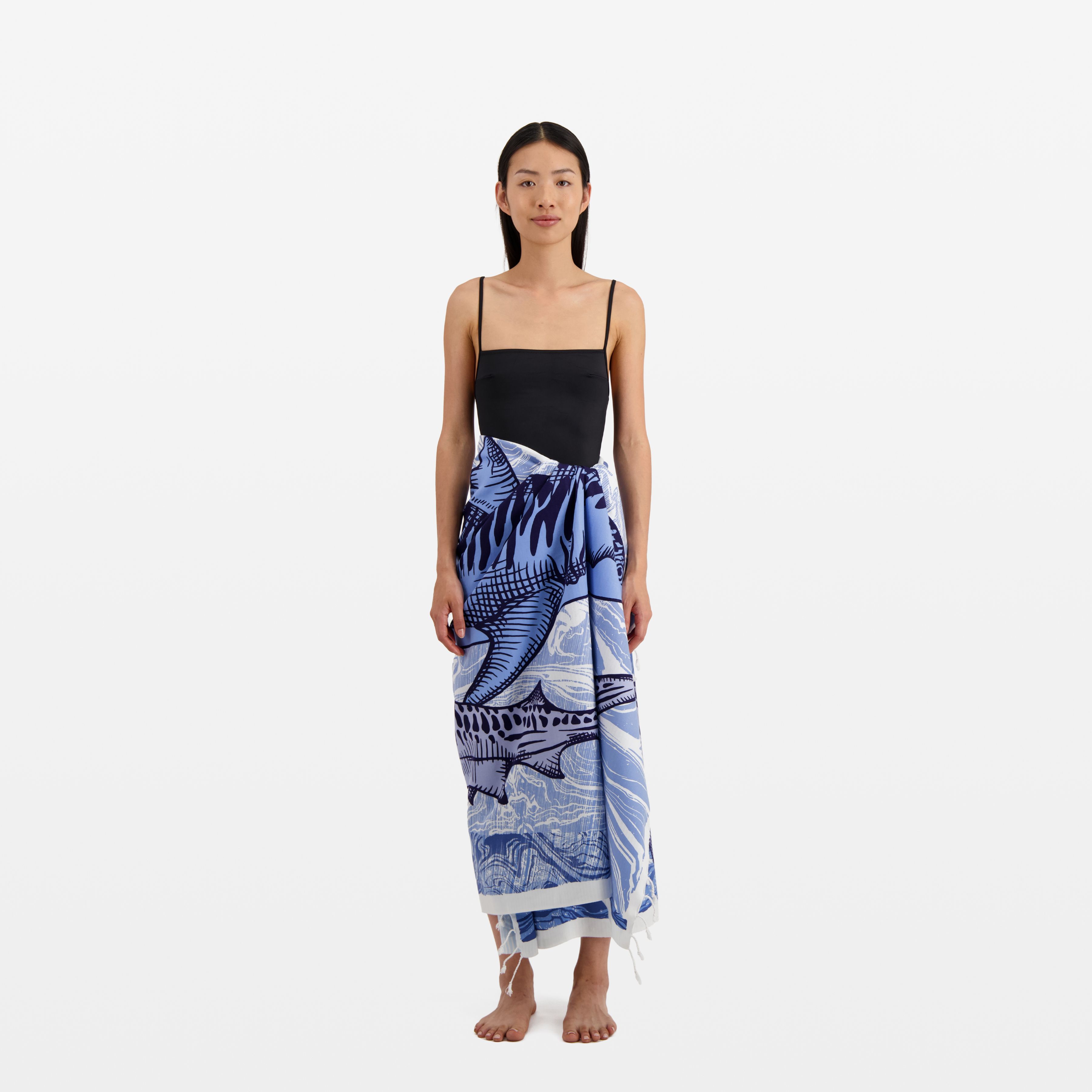 Fouta 100 - Requins - Bleu