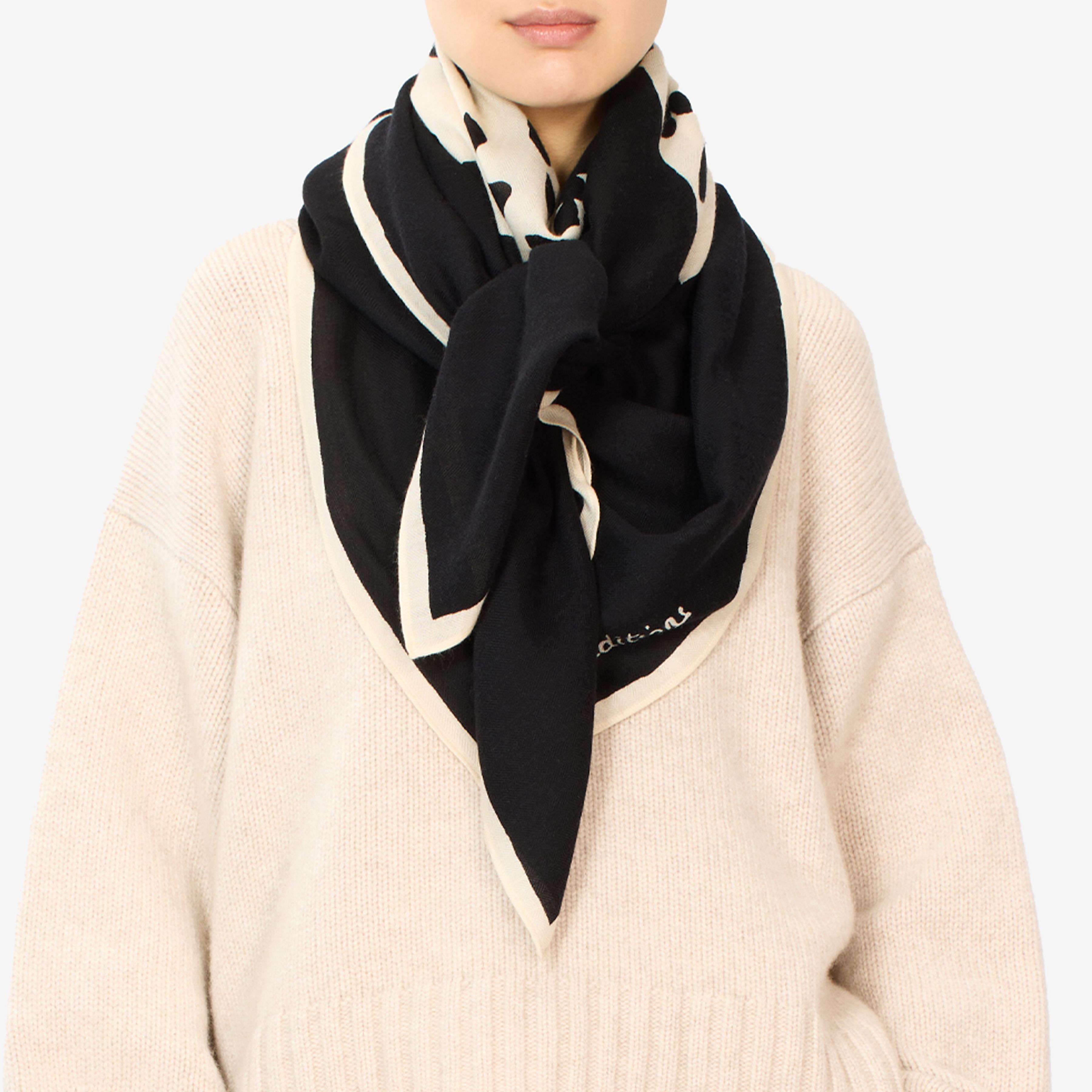 Quadratisches Tuch 130 - Feline - Schwarz