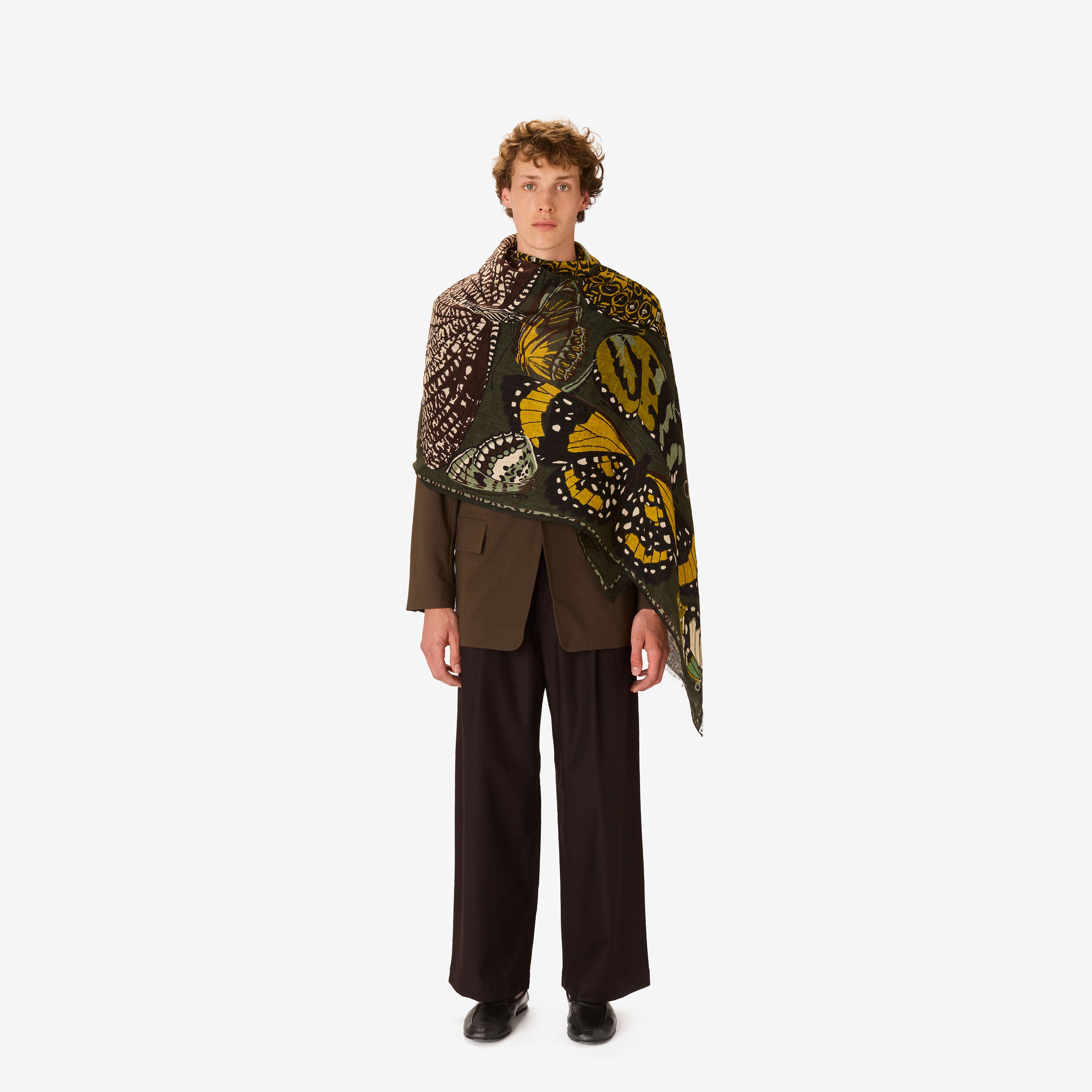 Écharpe 100 - Papillons - kaki