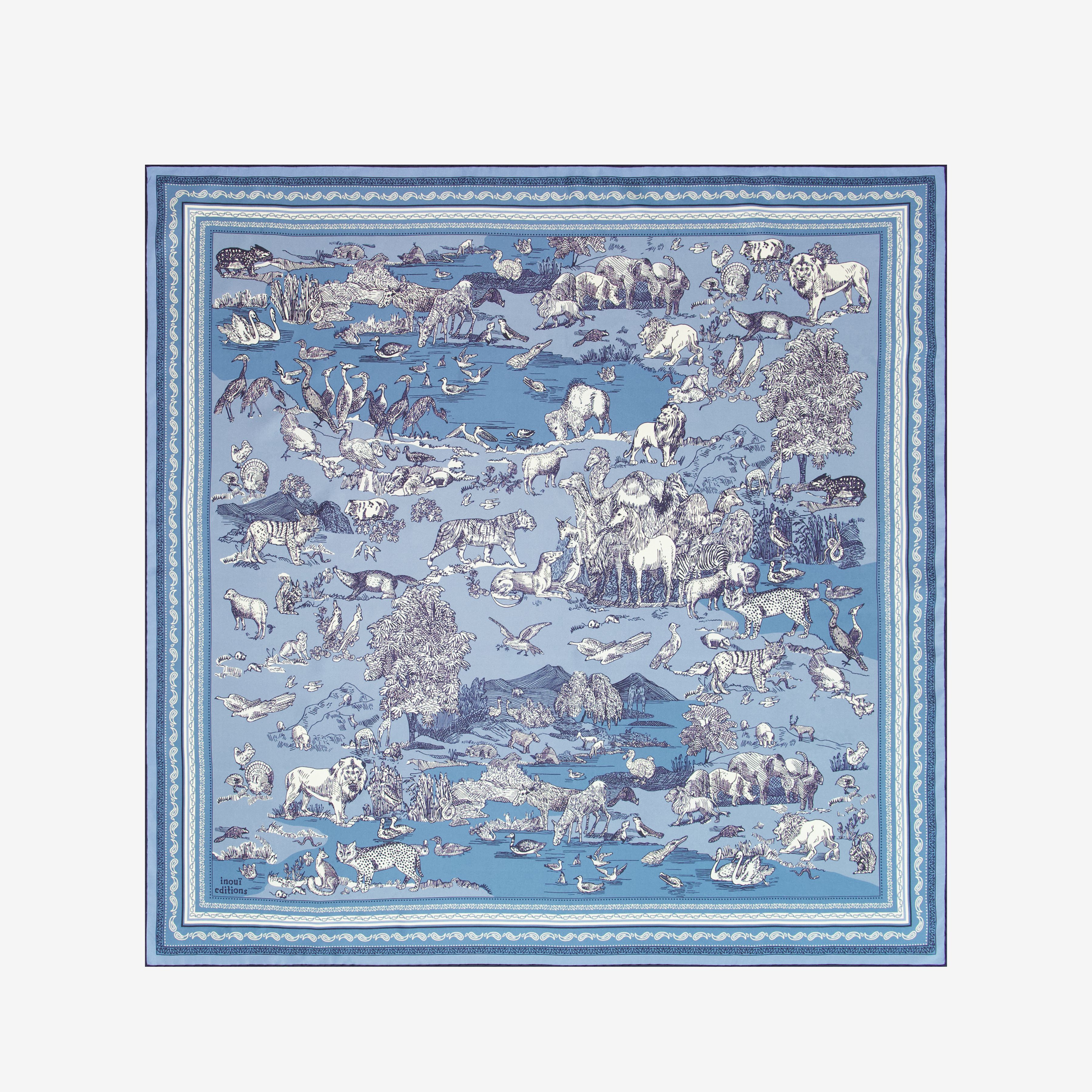 Square 100 - Reverie - Khaki & Blue