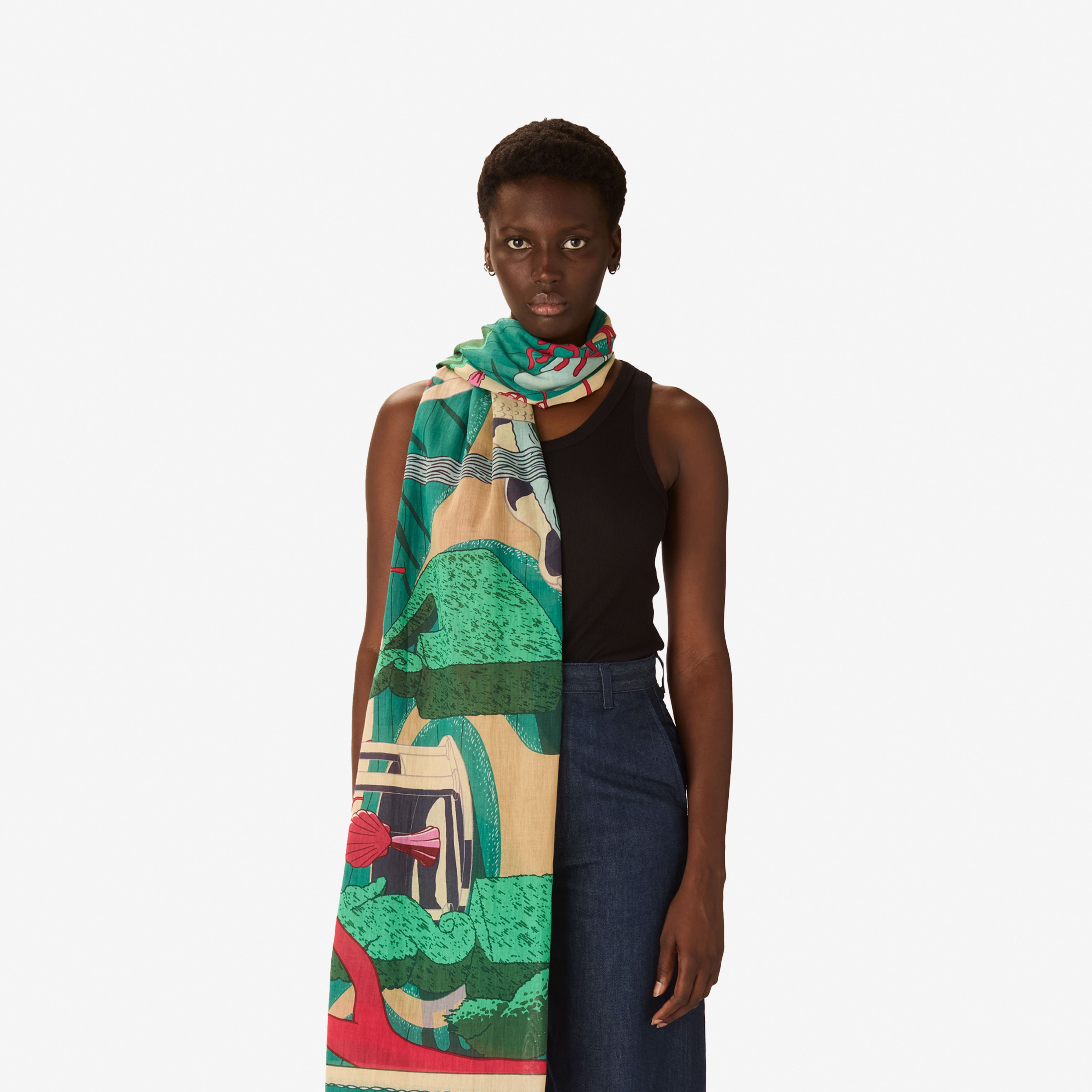 Écharpe 100 - Jardin - Fuchsia